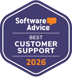 Software Advice badge for best customer support of 2026